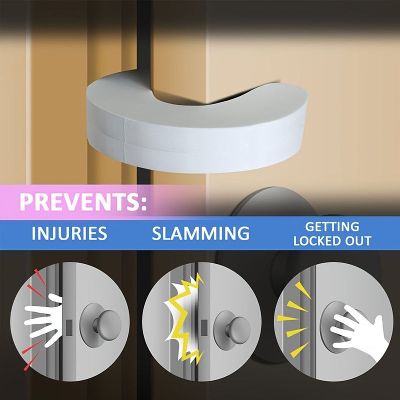 6 Pcs Foam and Plastic Door Stoppers White Pet Safety U Shaped Home Protection - Image 3