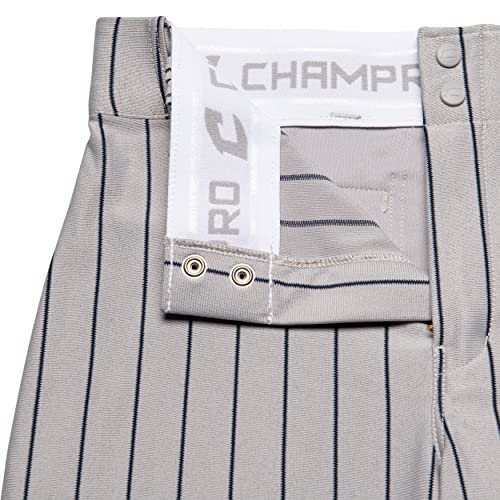 CHAMPRO boys Triple Crown Pinstripe Polyester Baseball Pant, Grey, Navy Pin, Large US - Image 5
