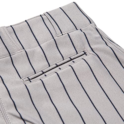CHAMPRO boys Triple Crown Pinstripe Polyester Baseball Pant, Grey, Navy Pin, Large US - Image 4
