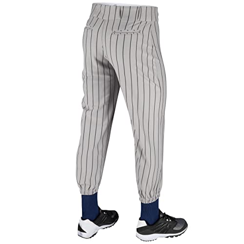 CHAMPRO boys Triple Crown Pinstripe Polyester Baseball Pant, Grey, Navy Pin, Large US - Image 2