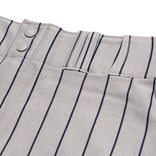 CHAMPRO boys Triple Crown Pinstripe Polyester Baseball Pant, Grey, Navy Pin, Large US - Image 3