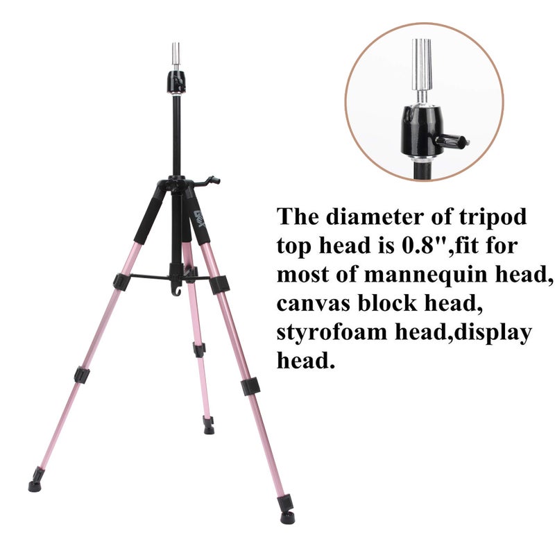 GEXWORLDWIDE GEX 55" Mannequin Tripod Stand Canvas Block Training Doll Manikin Head Wig Stand for Cosmetology Hairdressing (Rose Gold) - Image 4