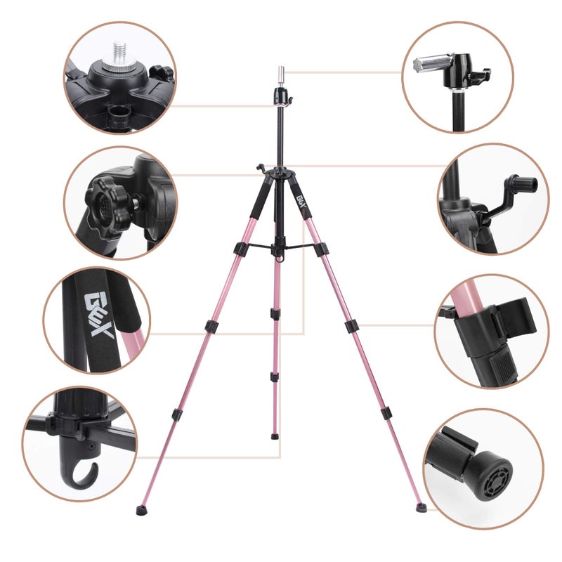 GEXWORLDWIDE GEX 55" Mannequin Tripod Stand Canvas Block Training Doll Manikin Head Wig Stand for Cosmetology Hairdressing (Rose Gold) - Image 2