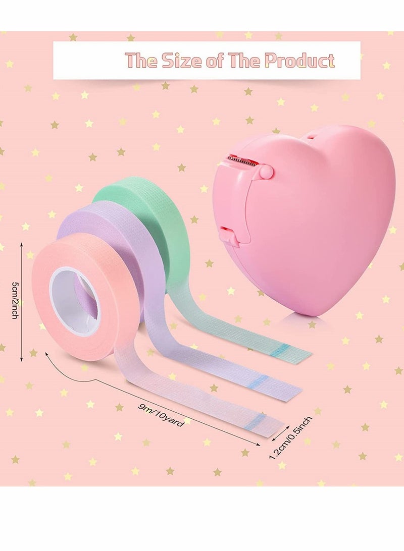 Eyelash Extension Tape Micropore Fabric Medical Adhesive Breathable with Cutter Convenient Dispenser 12 Rolls in Vibrant Colors - Image 2
