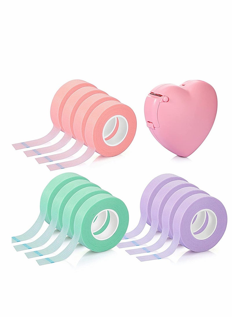 Eyelash Extension Tape Micropore Fabric Medical Adhesive Breathable with Cutter Convenient Dispenser 12 Rolls in Vibrant Colors - Image 1