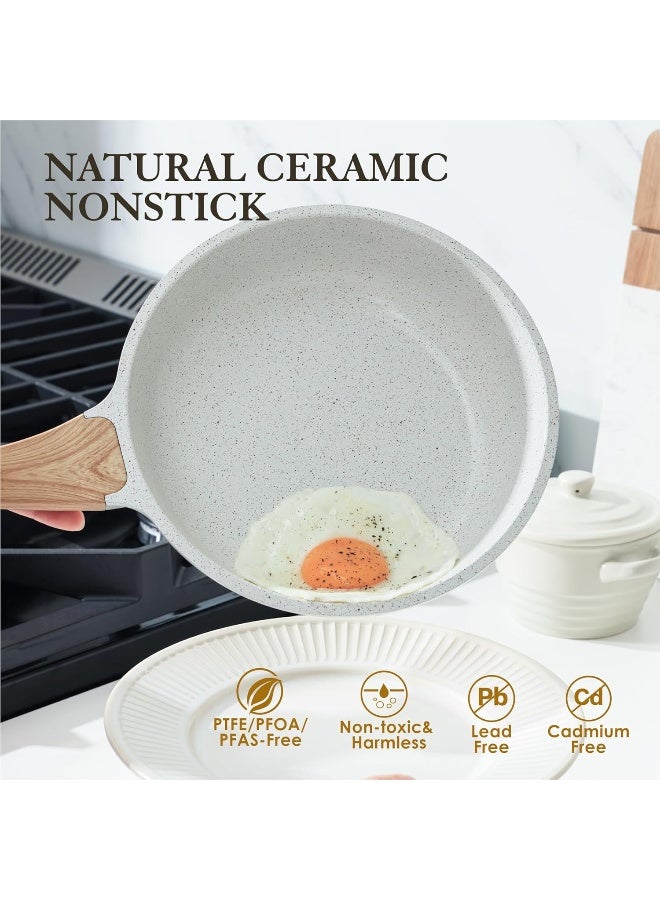 White Ceramic Nonstick Frying Pan (White, 9.5 Inch)  - Image 3