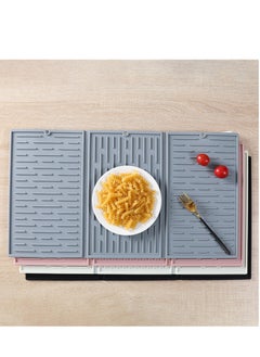 Excefore Silicone Dish Drainer Mat, Collapsible Trifold Easy Storage Silicone Drying Mat for Kitchen Counter Heat & Cold Resistant, Easy to Clean Anti-Slip Durable Dish Drying Kitchen Mat  - Image 1