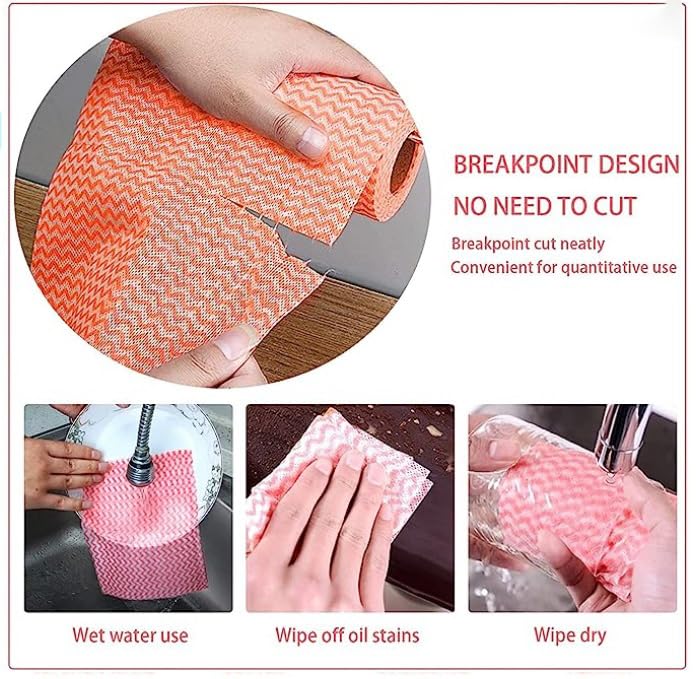 Warmfinity عبوة من 2 من مناديل المطبخ متعددة الاستخدامات قابلة للغسل وسريعة الجفاف غير منسوجة فائقة الامتصاص قابلة لإعادة الاستخدام 80 سحب في كل لفة - Image 4