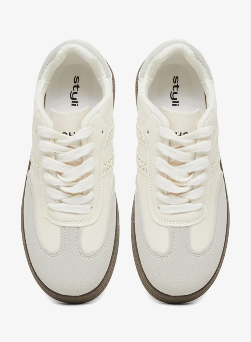 Styli  Color Block Lace Up Sneakers for Women | Best Price UAE