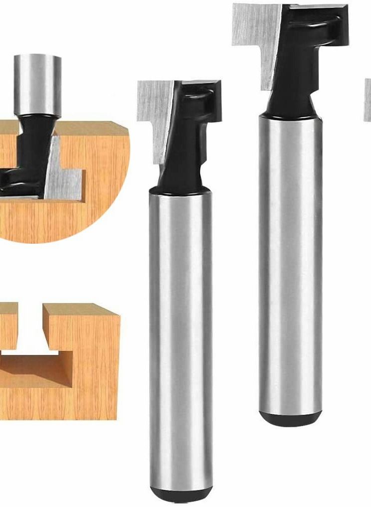 Y&D T-Slot Cutter Set, 3PCS 6.35mm/1/4" Shank Steel Handle Cutter, 1/2", 3/8" & 5/16" Length Woodworking Router Bit for Wood Hex Bolt T-Track Slotting Milling Cutters - Image 1