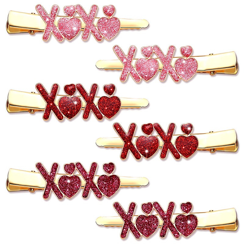 CEALXHENY Valentines Day Hair Clips Velvet Heart Hair Clips for Women Girls Triple Heart Hairpins Sweet Hair Barrettes Fashion Hair Accessory Holiday Gifts XOXO Set