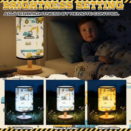 Glooglitter Construction Truck Table Lamp Gifts 3 Colors Dimmable Lights Construction Room Bedroom Decor 9.72 x 5.12 Inch Excavator Night Light Bedside Lamps Decoration for Bedroom Desk Birthday Gifts for Home - Image 4