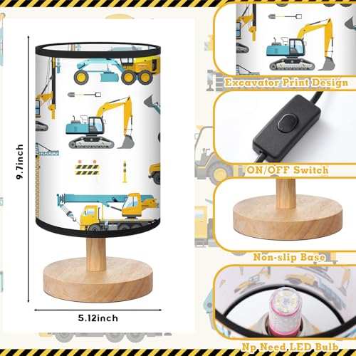 Glooglitter Construction Truck Table Lamp Gifts 3 Colors Dimmable Lights Construction Room Bedroom Decor 9.72 x 5.12 Inch Excavator Night Light Bedside Lamps Decoration for Bedroom Desk Birthday Gifts for Home - Image 2