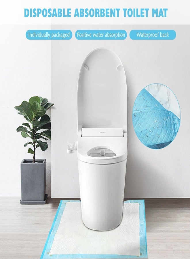 LAIAMER 25 Pack Disposable Toilet Mats Absorbent Toilet Floor Protector from Urine U-Shape Toilet Training Rug Waterproof Non-Slip Bathroom Potty Training Mats Toilet Commode Mat for Children Adult (Blue) - Image 4