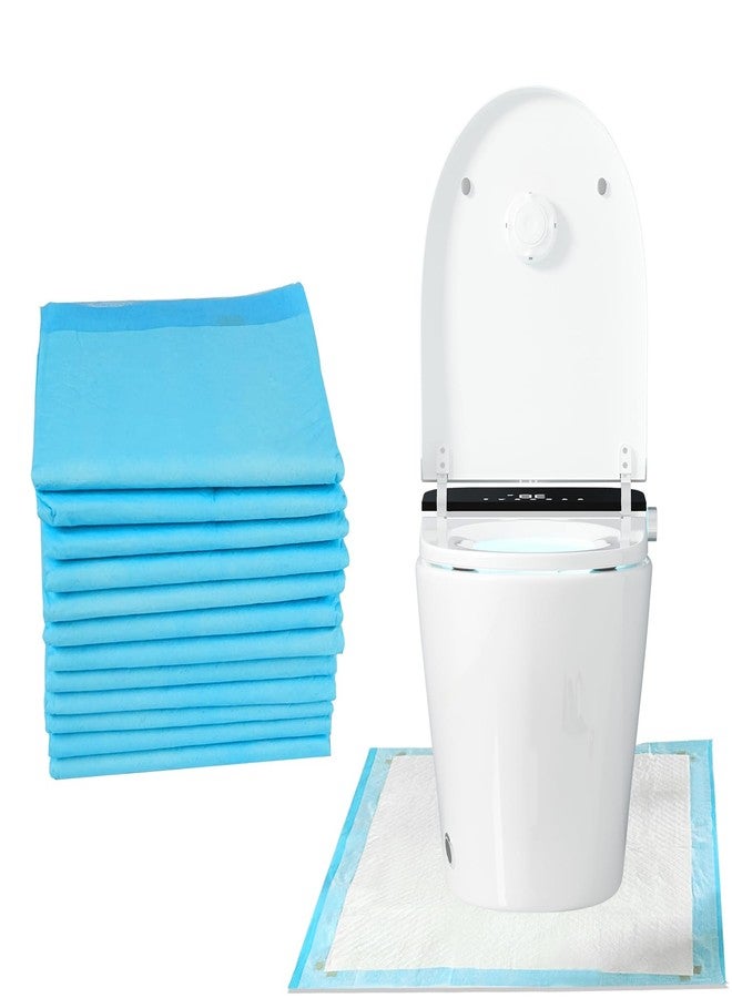 LAIAMER 25 Pack Disposable Toilet Mats Absorbent Toilet Floor Protector from Urine U-Shape Toilet Training Rug Waterproof Non-Slip Bathroom Potty Training Mats Toilet Commode Mat for Children Adult (Blue) - Image 1