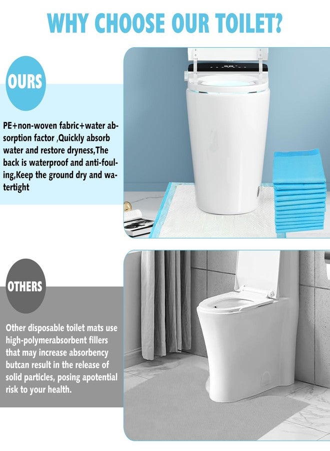 LAIAMER 25 Pack Disposable Toilet Mats Absorbent Toilet Floor Protector from Urine U-Shape Toilet Training Rug Waterproof Non-Slip Bathroom Potty Training Mats Toilet Commode Mat for Children Adult (Blue) - Image 5