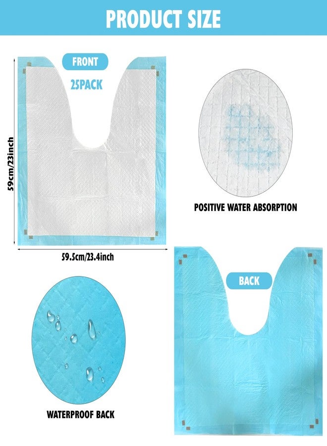 LAIAMER 25 Pack Disposable Toilet Mats Absorbent Toilet Floor Protector from Urine U-Shape Toilet Training Rug Waterproof Non-Slip Bathroom Potty Training Mats Toilet Commode Mat for Children Adult (Blue) - Image 2