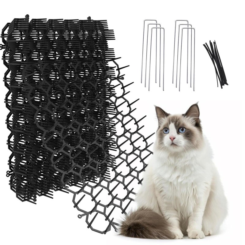 OCEANPAX 8.5 X 6.5 Inch Scat Mat for Cats with 6 Garden Staples & 6 Ties, 12 Pack Cat Deterrent Mat for Garden Fence & Animal Barrier - Image 1