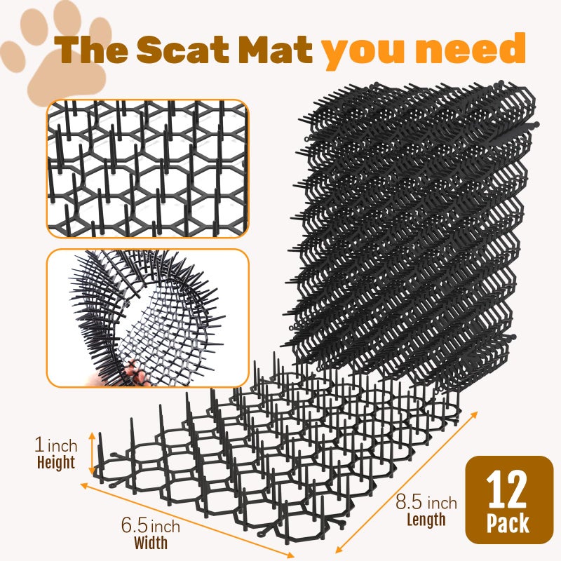 OCEANPAX 8.5 X 6.5 Inch Scat Mat for Cats with 6 Garden Staples & 6 Ties, 12 Pack Cat Deterrent Mat for Garden Fence & Animal Barrier - Image 2