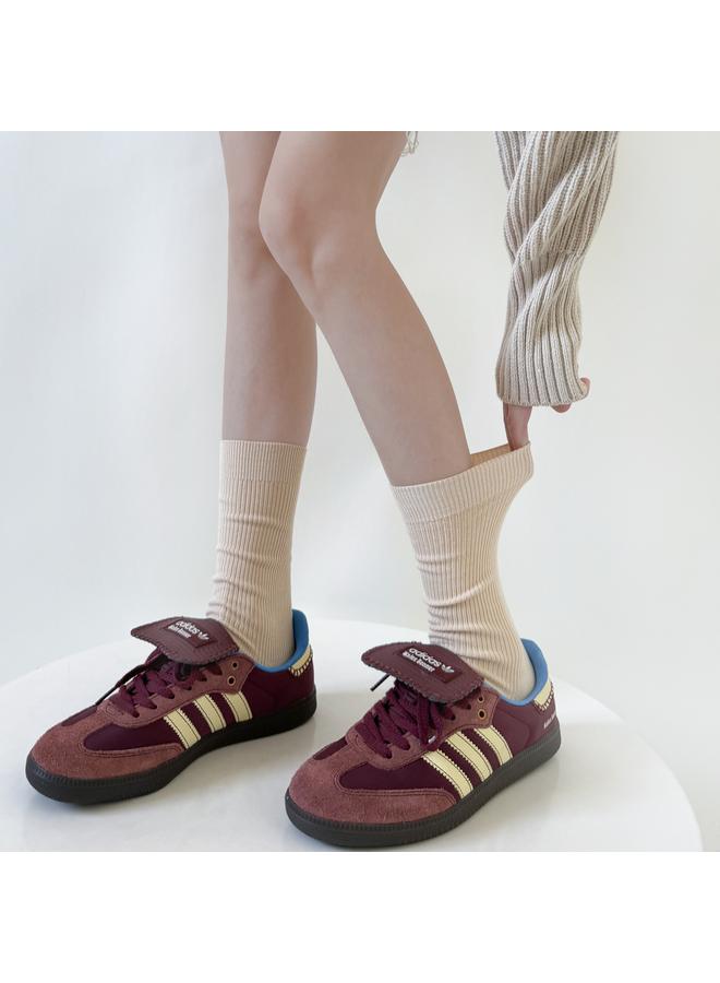 Bluejw Japanese JK Socks Milk White Vertical Striped Calf Socks Spring And Autumn Slimming Pressure Stacked Socks Gray Cotton Thin Mid-tube Socks  - Image 1
