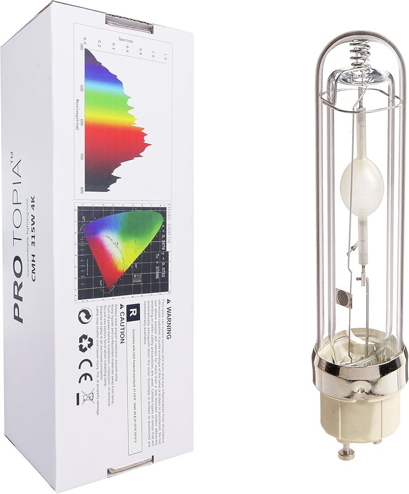 PROTOPIA CMH 315W 4000K Grow Light Bulb,High Par Full Spectrum,Ceramic Metal Halide Grow Lamp 315W 4K,for Vege & Flower,1pack, NO Kr85, Non-dimmable - Image 1