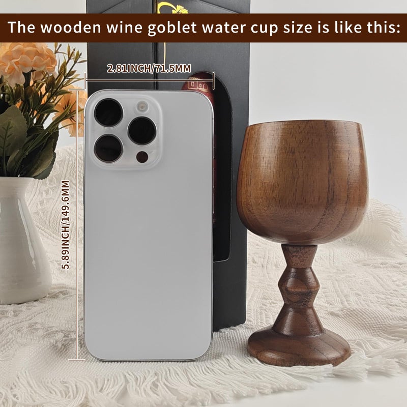 TBWHL Hand-made Jujube Wooden Wine Goblet Drinking Cup, Wooden Goblets for Drinking Wine, Whiskey & Mead - Natural Eco,Premium Solid Wood Cup with Smooth Polished Finish 5oz (150ml) - Image 5