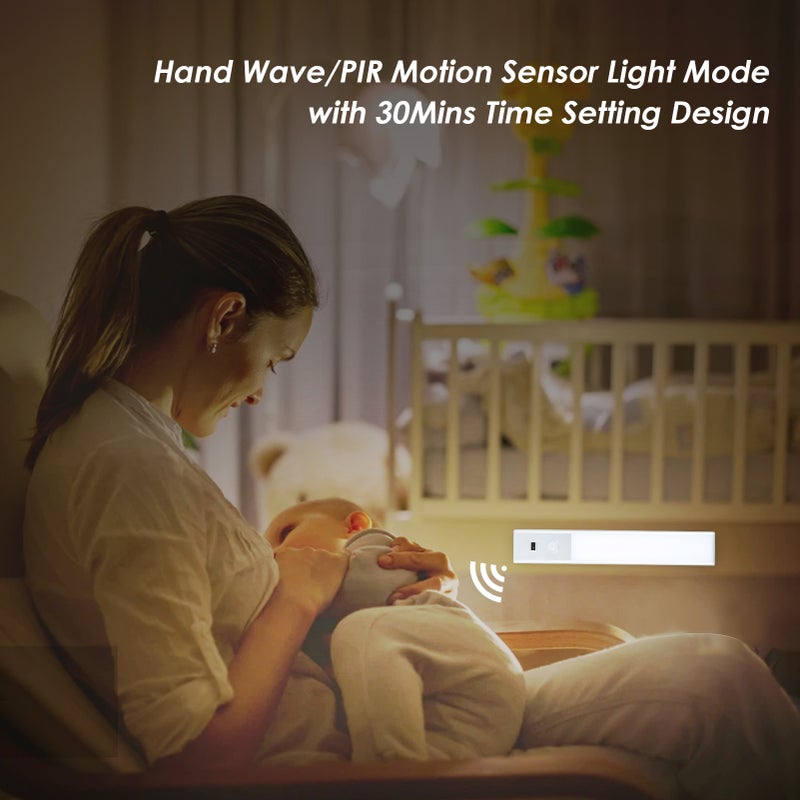LED Cabinet Lamp: 46 LEDs - Sensitive PIR Motion Sensor 0-5M 110° Angle Hand-Wave Mode Stepless Dimmable 2 Lighting Modes Flicker-Free Anti-Glare for Kitchen Cabinet Closet Wardrobe - Image 3