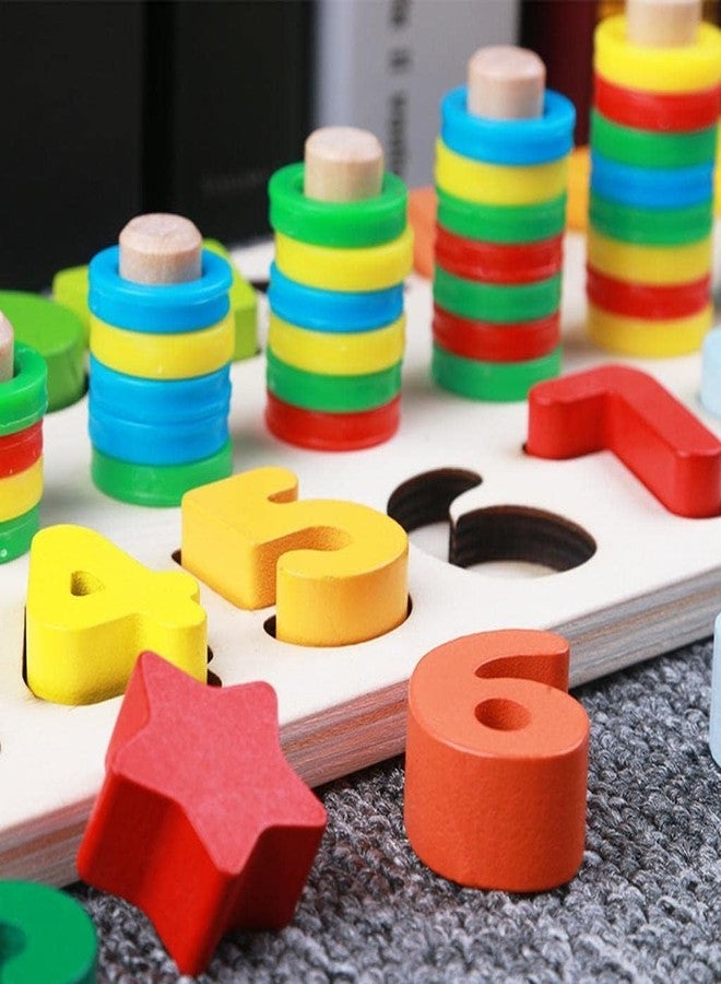 AISBUGUR Wooden Educational Learning Toy for Kids Montessori Inspired Puzzle Board with Shape Number and Color Sorting Alphabet Clock Interactive Motor Skills Preschool Toddler Activity Game Fun (Montessori) - Image 2