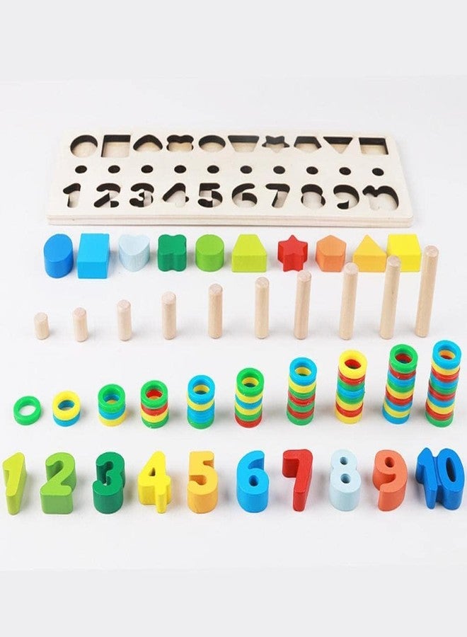 AISBUGUR Wooden Educational Learning Toy for Kids Montessori Inspired Puzzle Board with Shape Number and Color Sorting Alphabet Clock Interactive Motor Skills Preschool Toddler Activity Game Fun (Montessori) - Image 4