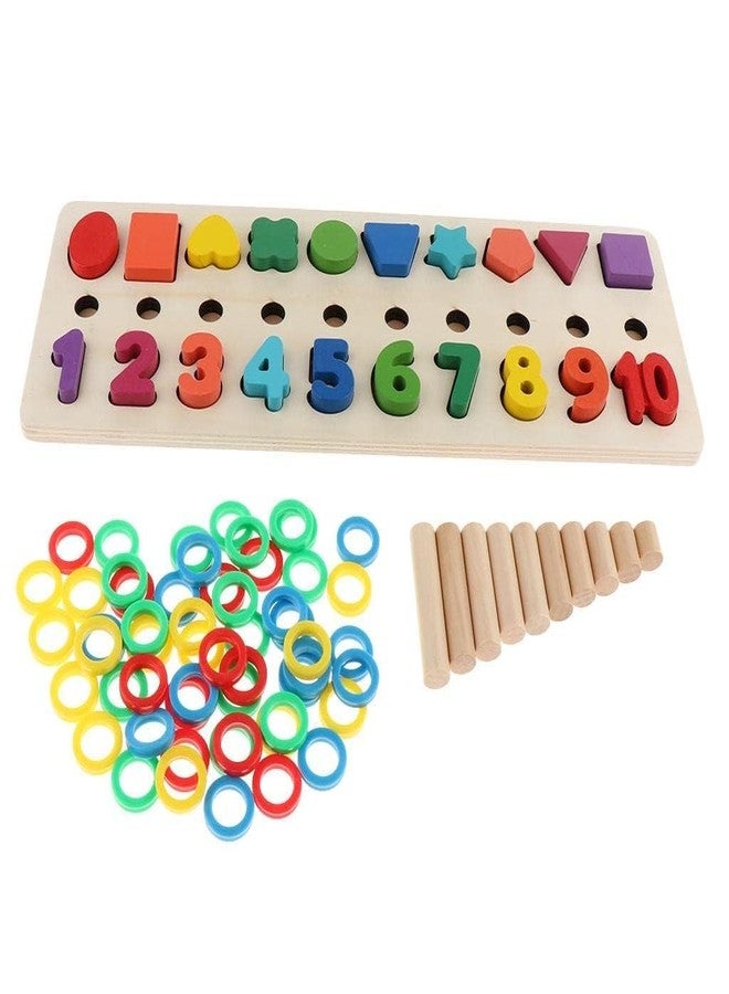 AISBUGUR Wooden Educational Learning Toy for Kids Montessori Inspired Puzzle Board with Shape Number and Color Sorting Alphabet Clock Interactive Motor Skills Preschool Toddler Activity Game Fun (Montessori) - Image 1