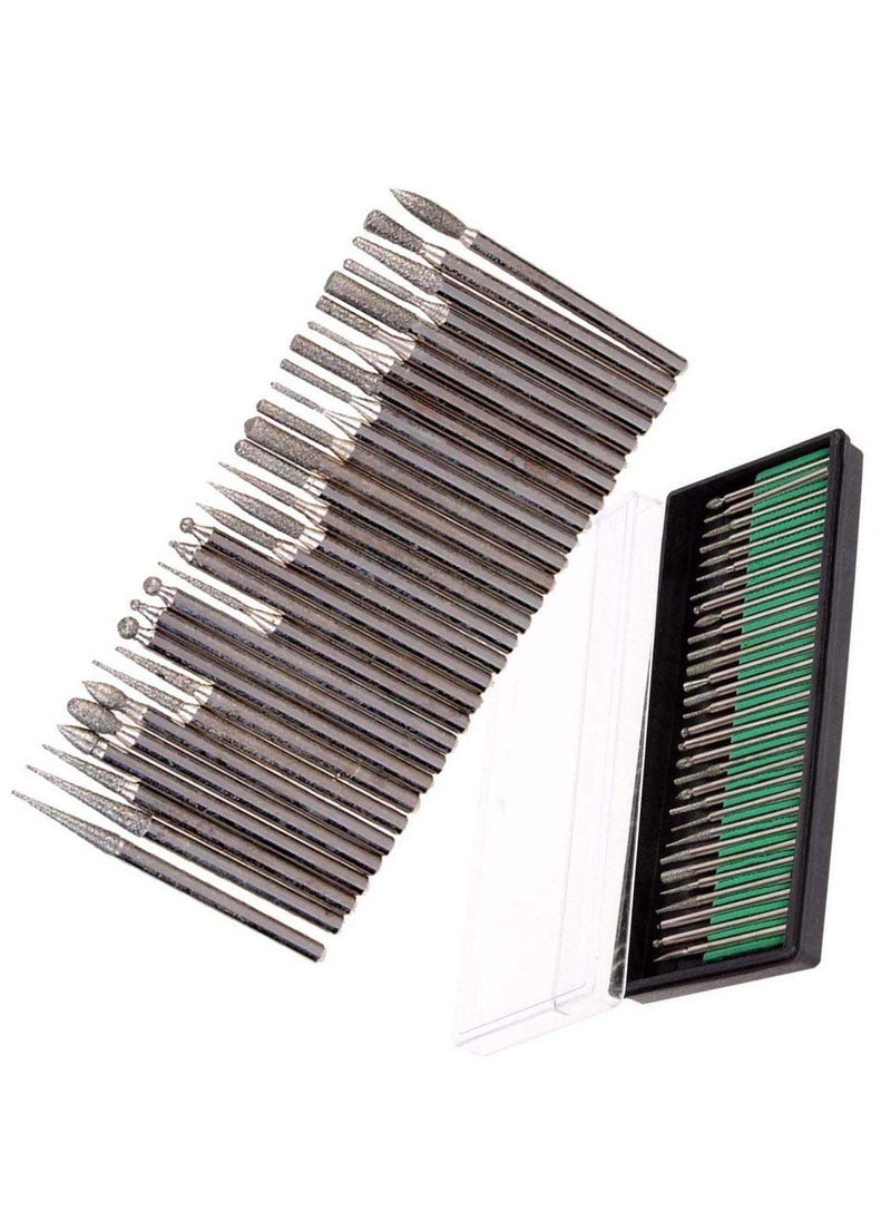 VENEKETY - VENEKETY 30X Diamond Burr Bits Drill for Engraving Carving DIY Tools for Dremel Rotary Tool Pack Of 1 Set 30X Pcs in 1 Silver - Image 1