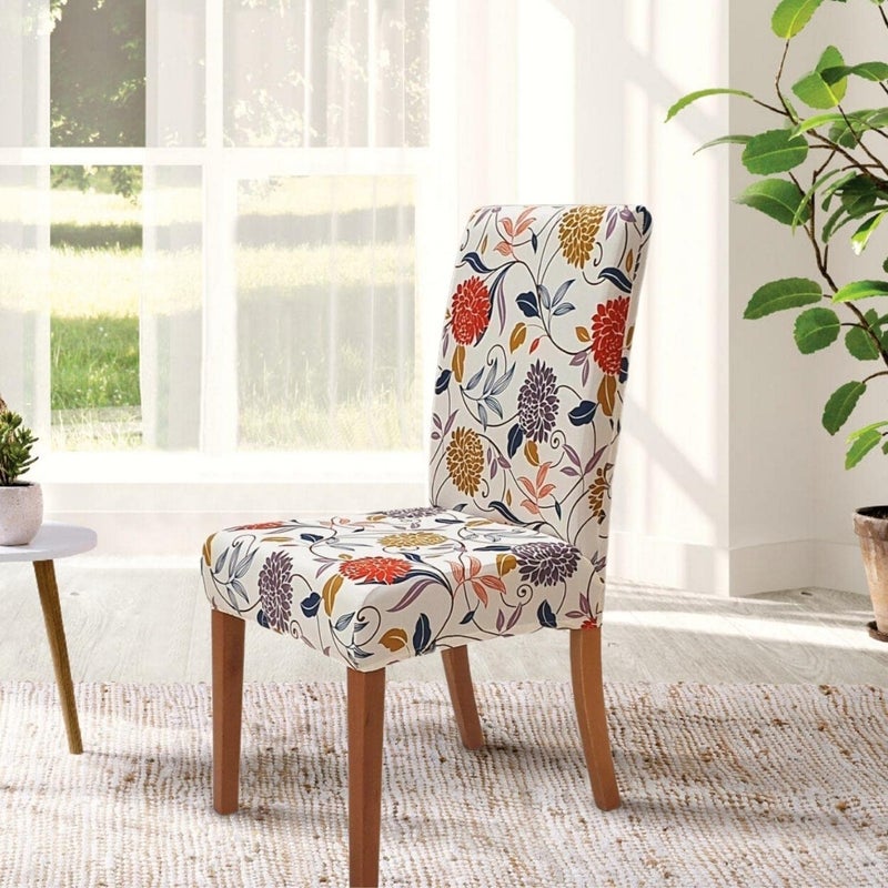SPRINGRICO Chair Covers for Dining Room Set of 4, Stretch Dining Chair Cover, Washable Spandex Kitchen Parsons Chair Slipcovers, Removable Seat Protector for Home or Party (4 Pack, FLORAL4) - Image 3