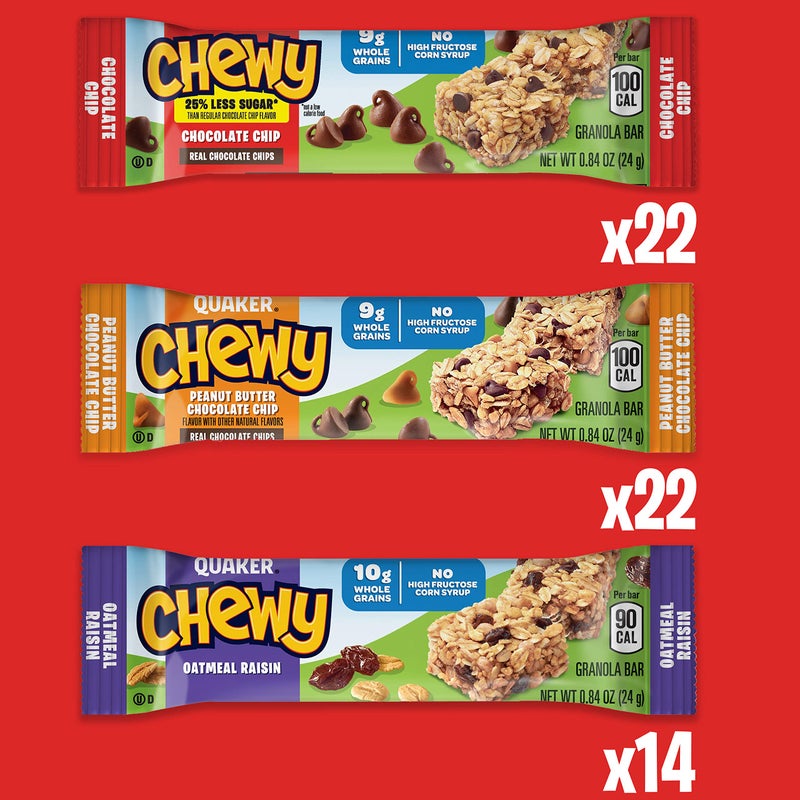 Quaker Chewy Granola Bars, 3 Flavor Variety Pack,58 Count (Pack of 1) - Image 2