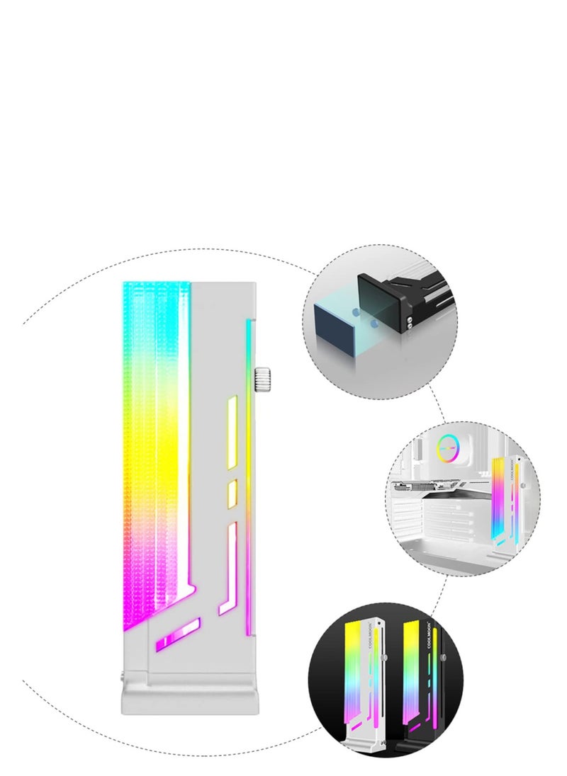 Generic - Coolmoon CM-GH2 Colorful Graphics Card Bracket - White Support RGB GPU, Aluminum Alloy Frame with ARGB Sync, Vertical 5V 3 Pin Video Holder Support. - Image 1