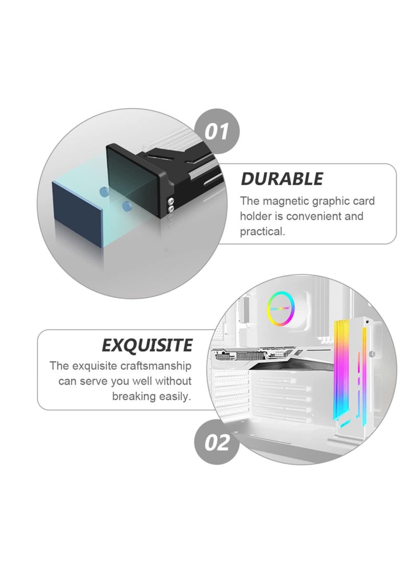 Generic - Coolmoon CM-GH2 Colorful Graphics Card Bracket - White Support RGB GPU, Aluminum Alloy Frame with ARGB Sync, Vertical 5V 3 Pin Video Holder Support. - Image 1