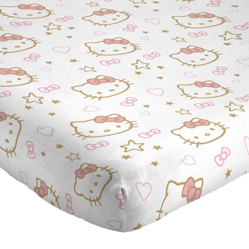 Jay Franco Sheet Set with Fitted, Flat Sheets & Pillow Cover - Ultra-Soft Bedding with Pillowcase for Room Decor, Pink - Hello Kitty, 3 Piece Twin - Image 2