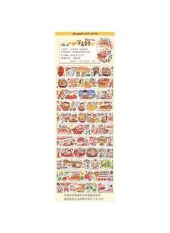 Student Diy Cartoon Cute Washi Tape Whole Roll Collection Authentic Special Oil Student Notebook Stickers Paper Cutting Midnight Food Store -10 m [Meat Ball Roll]]