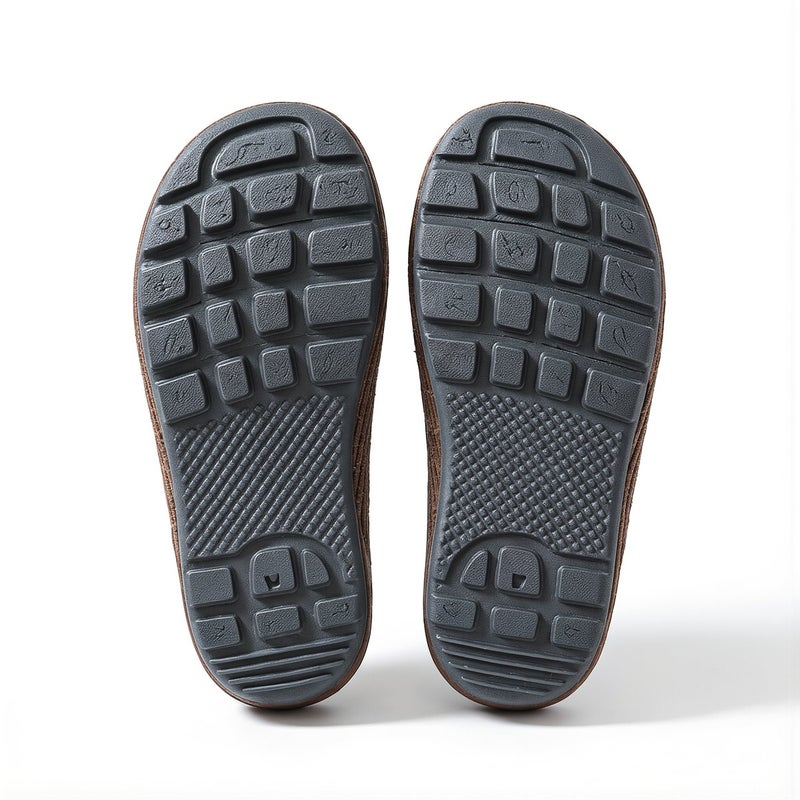 Corduroy House Slippers for Men Fuzzy Fleece Lined Non Slip Warm Winter Size 40-41 Gray - Image 5