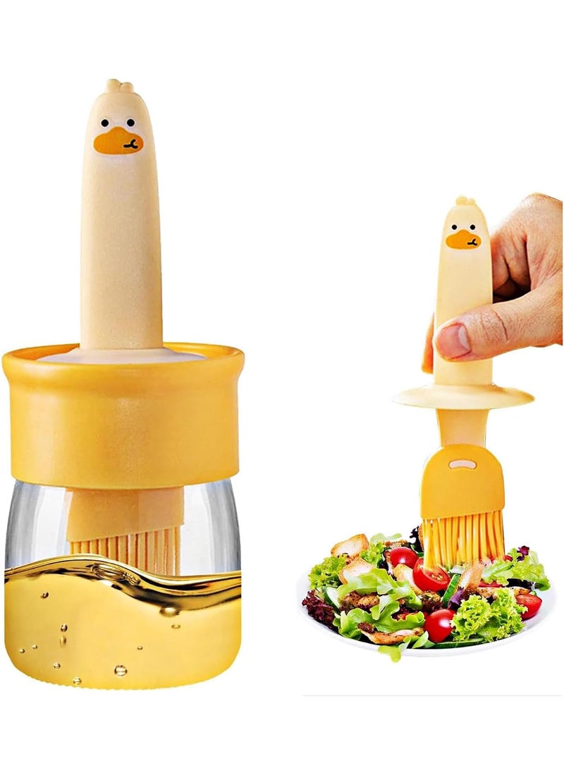 Pamidhar Pamidhar Glass Olive Oil Dispenser Bottle with Silicone Brush 2 in 1200ml Cute Duck Silicone Measuring Oil Dispenser Bottle for Kitchen CookingFryingBakingBBQ PancakeAir Fryer Yellow  - Image 1