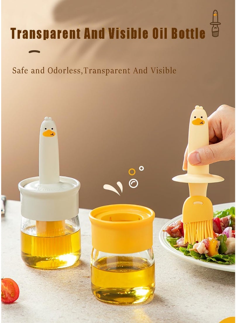 Pamidhar Pamidhar Glass Olive Oil Dispenser Bottle with Silicone Brush 2 in 1200ml Cute Duck Silicone Measuring Oil Dispenser Bottle for Kitchen CookingFryingBakingBBQ PancakeAir Fryer Yellow  - Image 4
