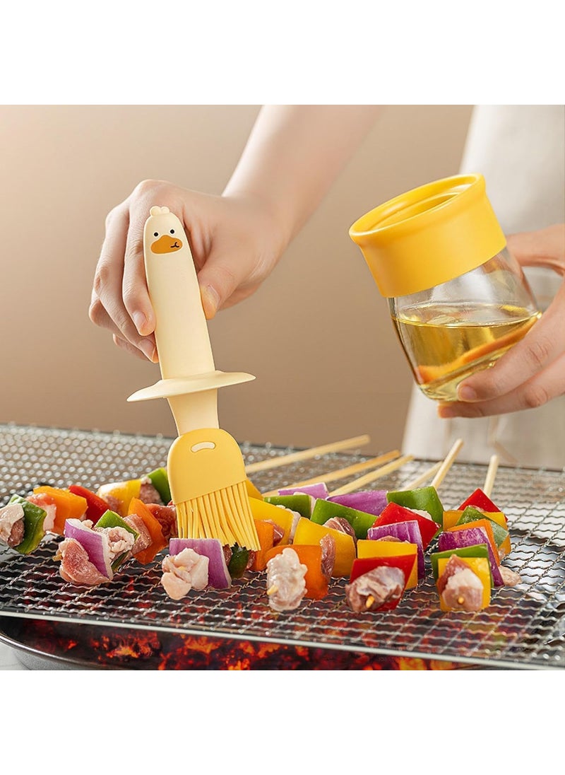 Pamidhar Pamidhar Glass Olive Oil Dispenser Bottle with Silicone Brush 2 in 1200ml Cute Duck Silicone Measuring Oil Dispenser Bottle for Kitchen CookingFryingBakingBBQ PancakeAir Fryer Yellow  - Image 3