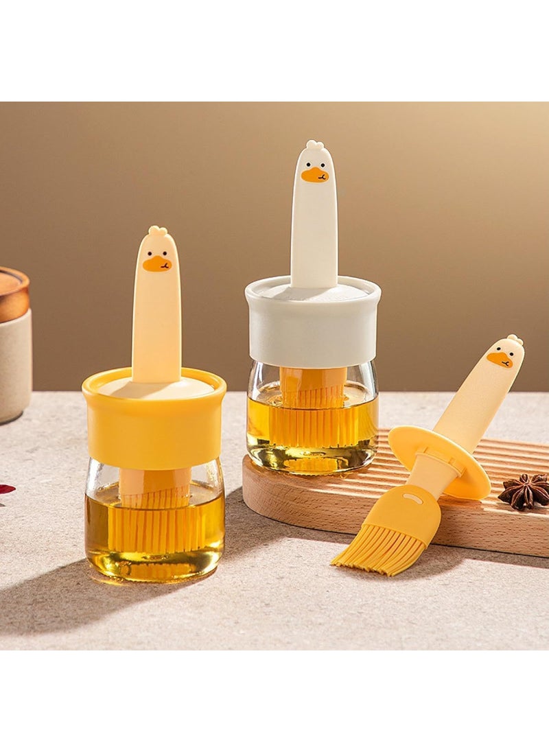 Pamidhar Pamidhar Glass Olive Oil Dispenser Bottle with Silicone Brush 2 in 1200ml Cute Duck Silicone Measuring Oil Dispenser Bottle for Kitchen CookingFryingBakingBBQ PancakeAir Fryer Yellow  - Image 2