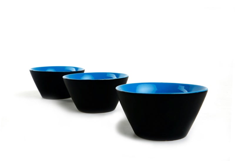 Caffeine Ceramic Handmade Black Matte & Blue Dessert Bowl (Set of 6, 150 ml) - Image 3