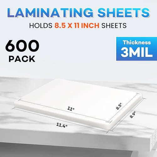 FURWEY 600 Pack Laminating Sheets, Holds 8.5 x 11 Inch Sheets, 3 mil, 8.9" x 11.4" Thermal Laminating Pouches Lamination Sheet Paper for Laminator, Clear, Letter Size, Office and School Supplies - Image 2