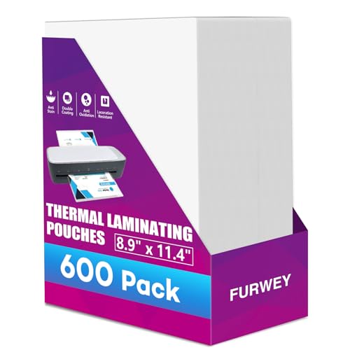 FURWEY 600 Pack Laminating Sheets, Holds 8.5 x 11 Inch Sheets, 3 mil, 8.9" x 11.4" Thermal Laminating Pouches Lamination Sheet Paper for Laminator, Clear, Letter Size, Office and School Supplies - Image 1