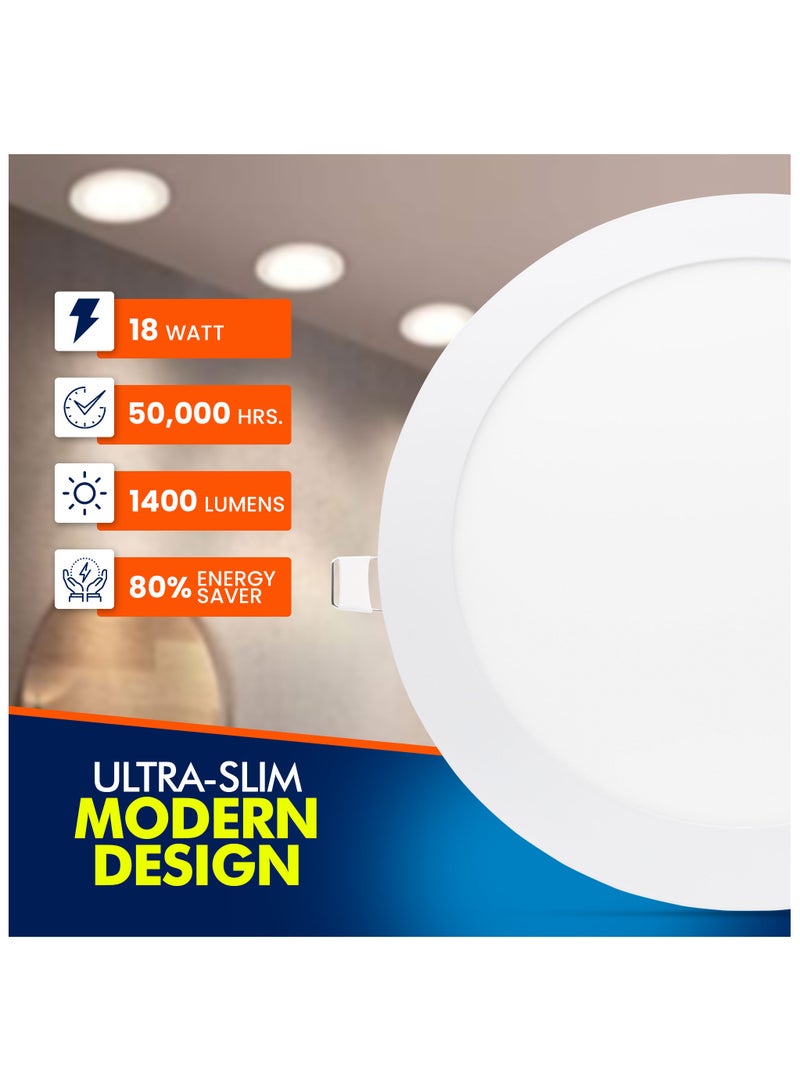 Duravel Duravel 18W LED SLIM Panel Light, Down Light-6500K, Round Recessed, Mounting 9inch Non Dimmable, AC:170-240V, IP20, Lifetime: 50000Hours  - Image 3