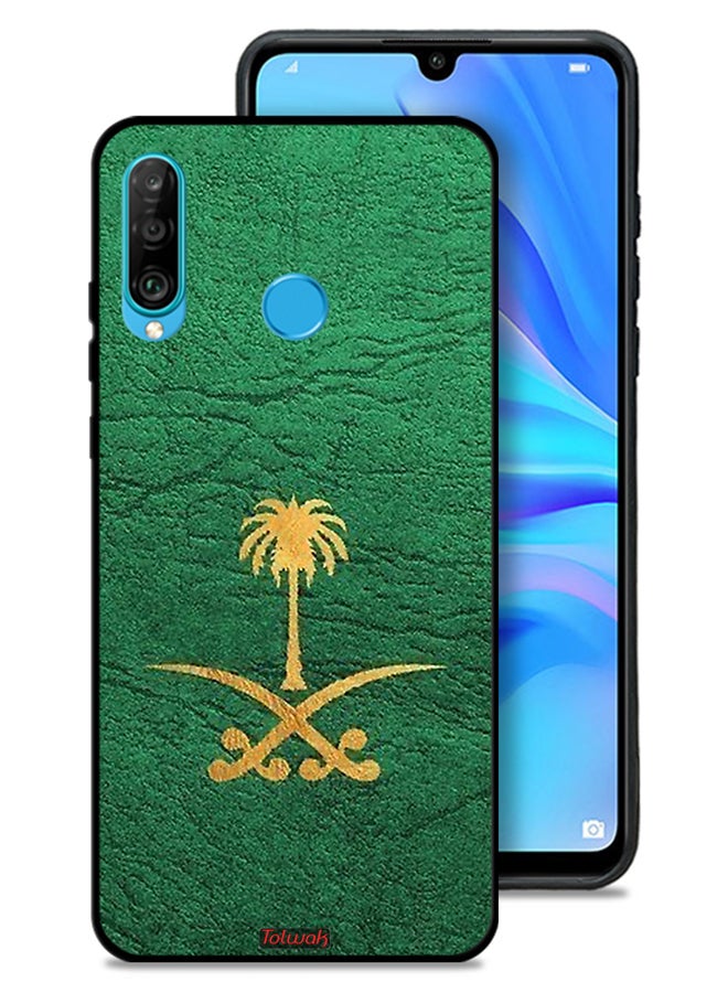 Tolwak غطاء واقي لهاتف هواوي P30 لايت بتصميم شعار المملكة العربية السعودية على الجلد - Image 1