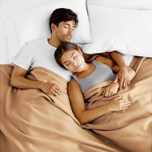 Purav Light Double Bed Fleece Blanket Soft, Lightweight,Woolen, Winter & Traveling Blanket Ideal AC & All-Season Blanket Polar Fleece-90 X 90''-2 Pc, Beige - Image 4