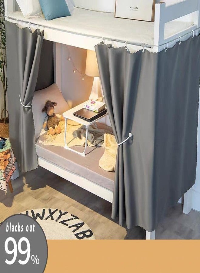 Teanea Heavy-Duty Adult Bunk Bed Blackout Curtains for Bottom Twin Underbed Curtains 2 Panels Cover 3 Sides, Grey 59in - Image 4