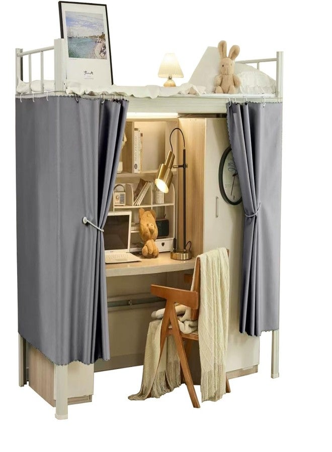 Teanea Heavy-Duty Adult Bunk Bed Blackout Curtains for Bottom Twin Underbed Curtains 2 Panels Cover 3 Sides, Grey 59in - Image 1
